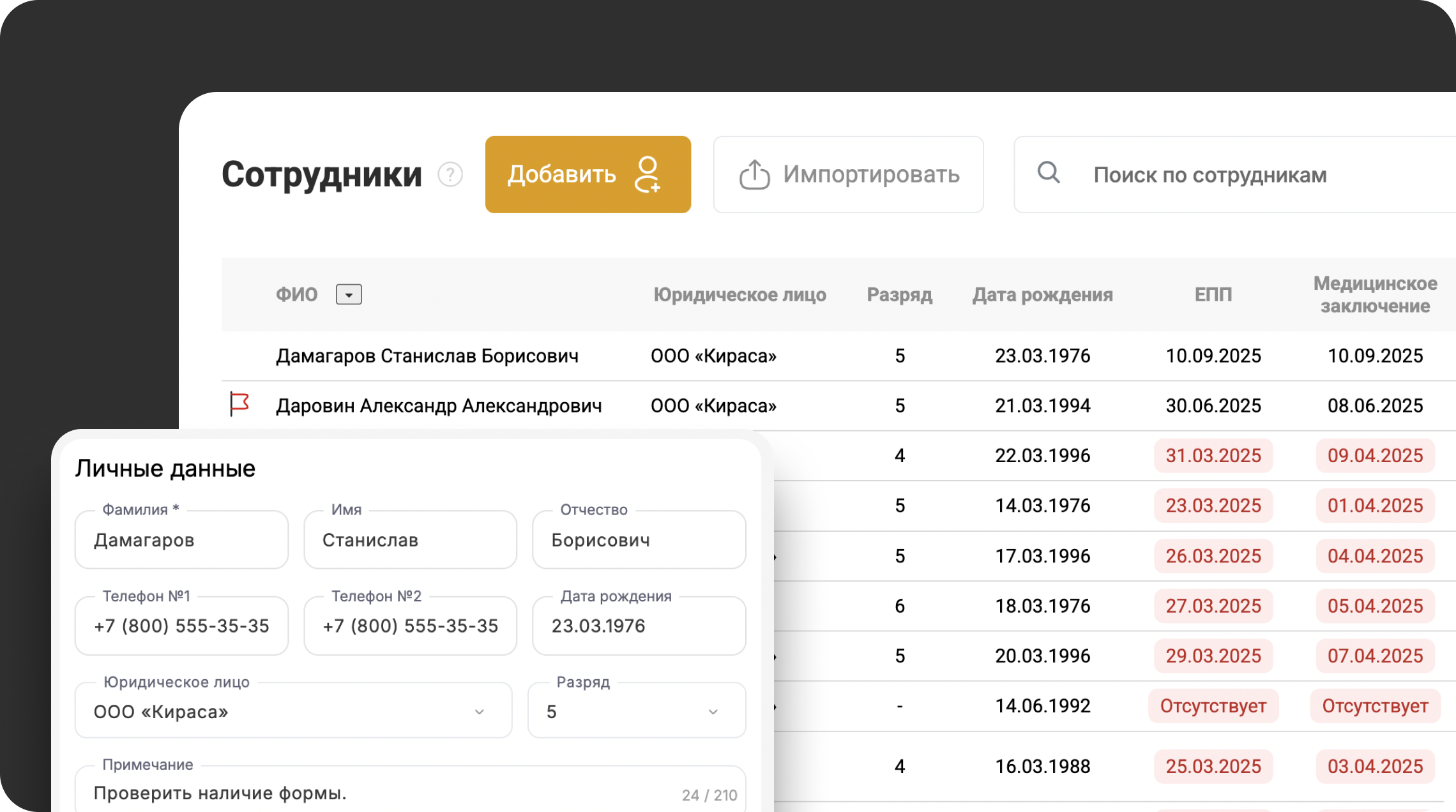 База данных охранников